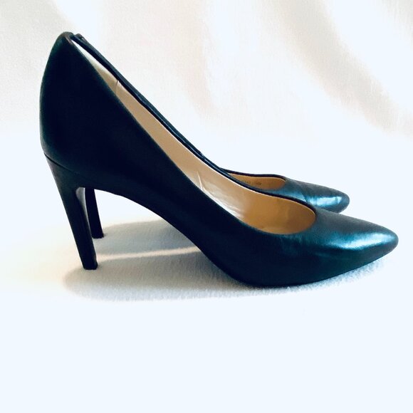 Cole Haan pump Women's 10B black leather pointed toe high heel quiet luxury - Picture 1 of 9